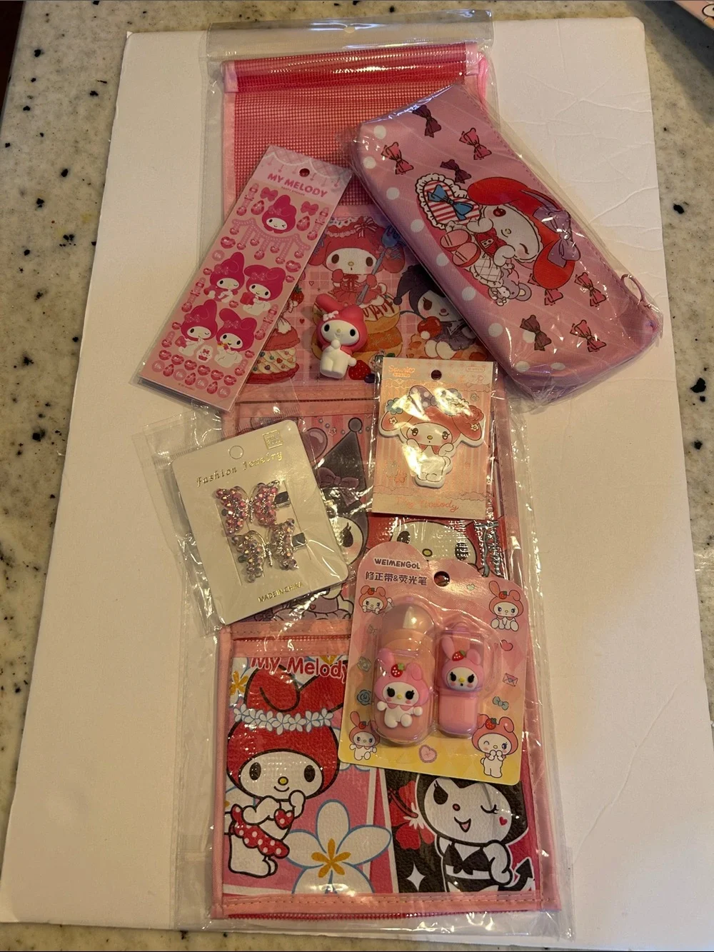 Kawaii Sanrio My Melody & Kuromi Pink Stationery Set